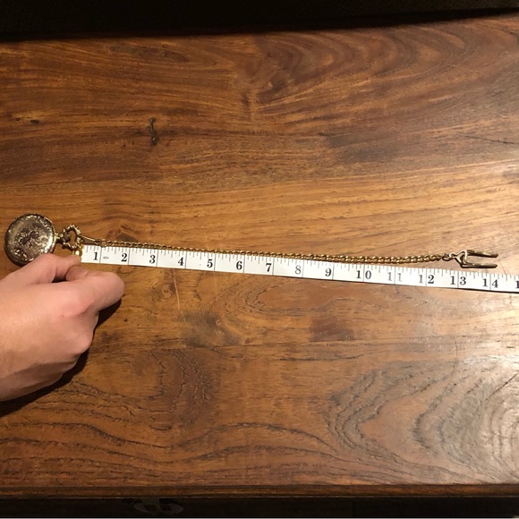 Vintage Gold Tone Pocket Watch With Fob Link Chain - Picture 10 of 13